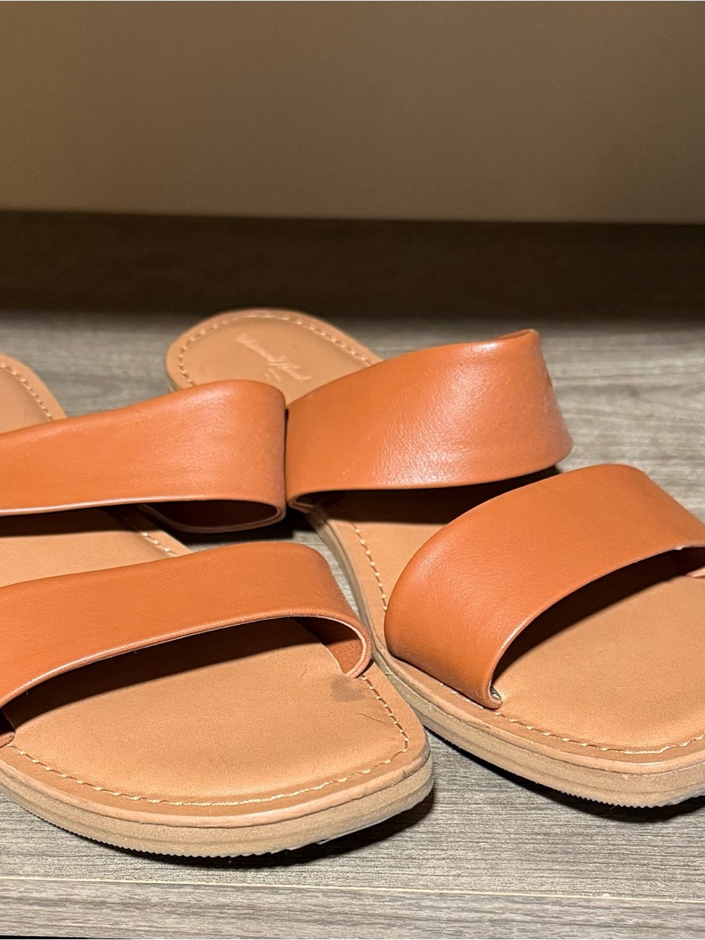 Target Brown Double-Strap Slide Sandals